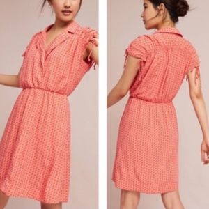 Maeve Anthropologie Carlotta Orange Ruched Dress